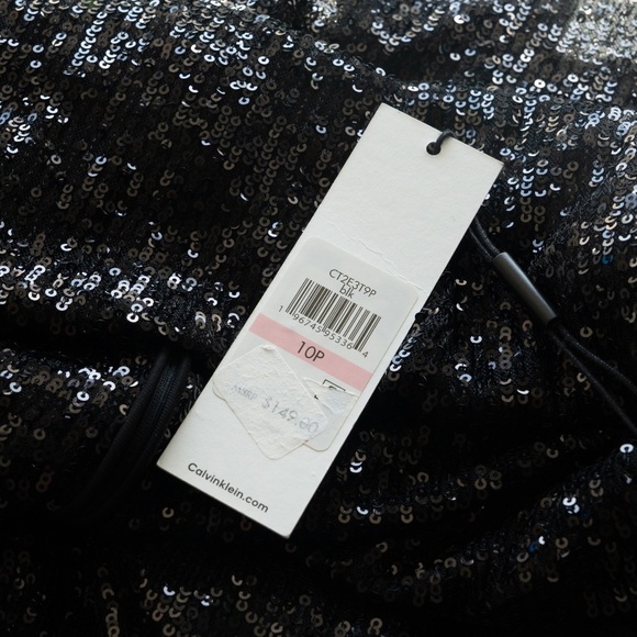 Calvin Klein - Petite Sequin Keyhole Sleeveless Sheath Dress - Picture 7 of 14